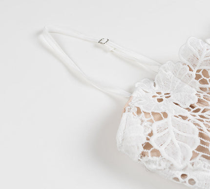 White Floral Lace Slip Dress with Spaghetti Straps