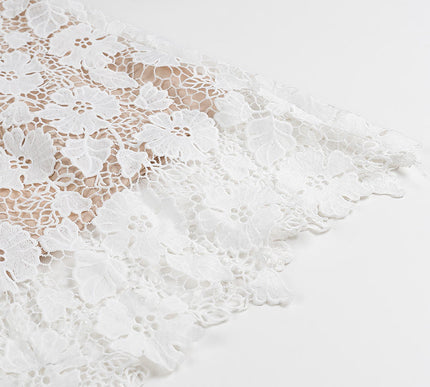 White Floral Lace Slip Dress with Spaghetti Straps