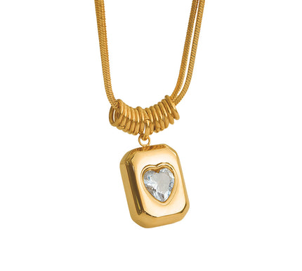Vintage Heart Pendant Necklace – Gold Tone