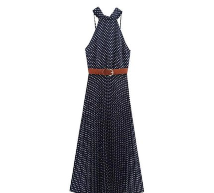 Vintage Halter Neck Dress with Belt