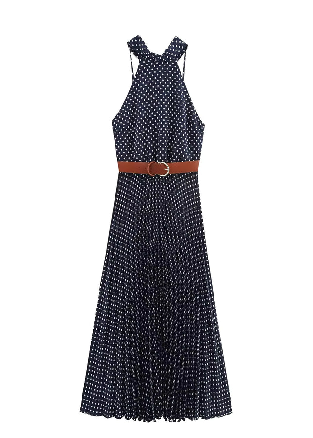 Vintage Halter Neck Dress with Belt