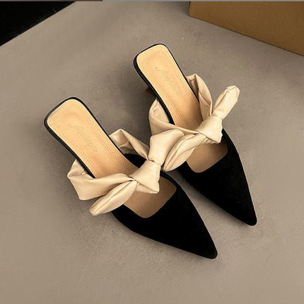 Pointed Toe Heels with Bow Detail