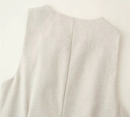 Tailored Sleeveless Vest- Beige