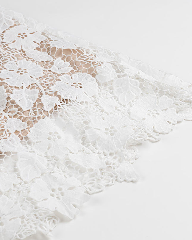 White Floral Lace Slip Dress with Spaghetti Straps