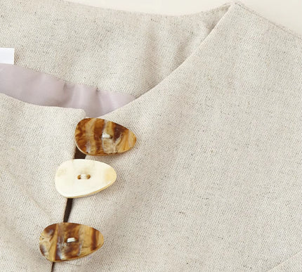Tailored Sleeveless Vest- Beige