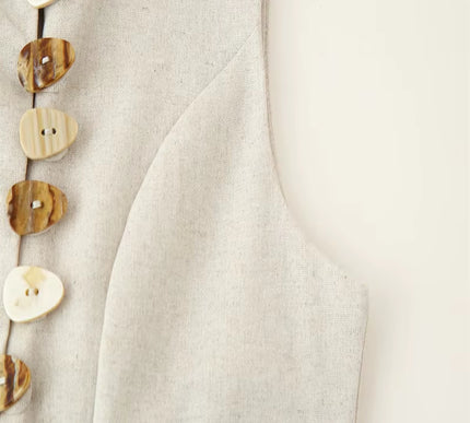 Tailored Sleeveless Vest- Beige