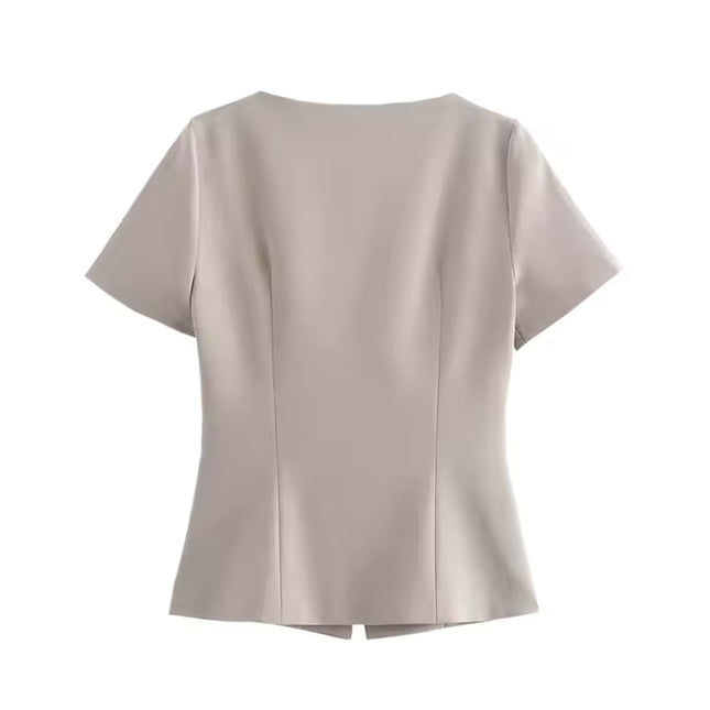 Short Sleeve Top With Button Front