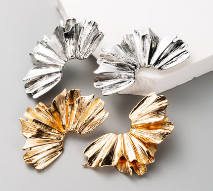 Retro Irregular Gold & Silver-Tone Stud Earrings