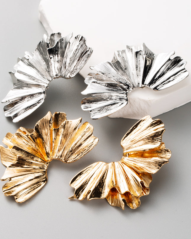 Retro Irregular Gold & Silver-Tone Stud Earrings