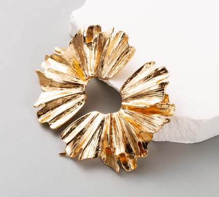 Retro Irregular Gold & Silver-Tone Stud Earrings