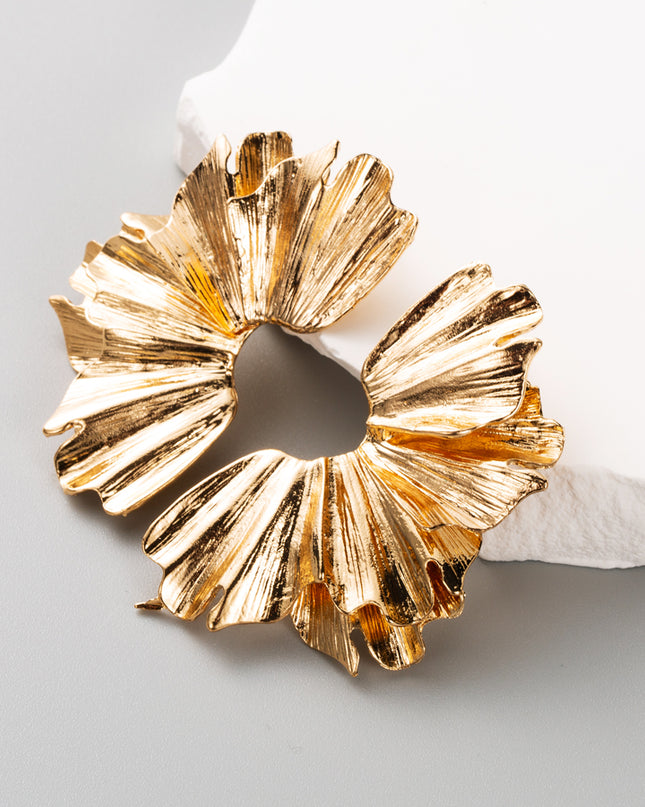 Retro Irregular Gold & Silver-Tone Stud Earrings