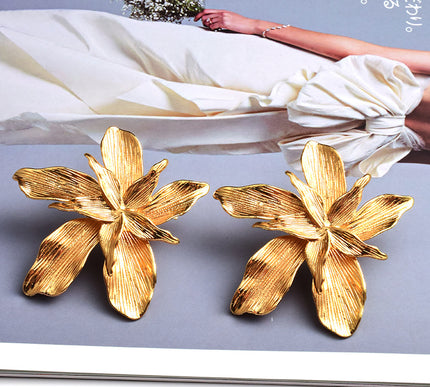 Roman-Inspired Floral Statement Stud Earrings