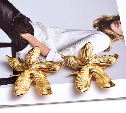 Roman-Inspired Floral Statement Stud Earrings