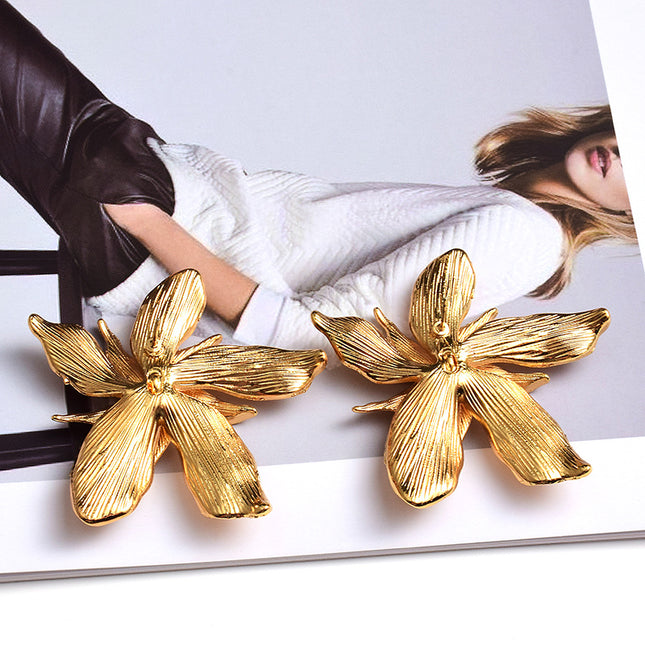Roman-Inspired Floral Statement Stud Earrings