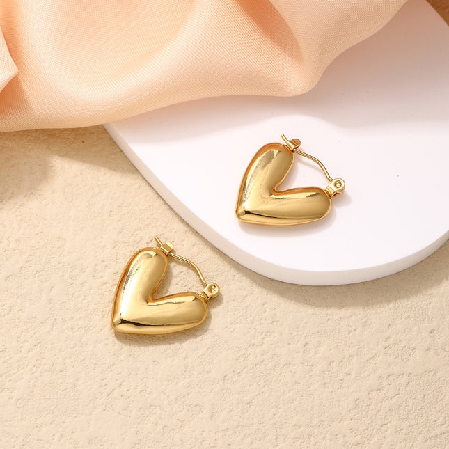 Heart Shaped Gold-plated Hoops