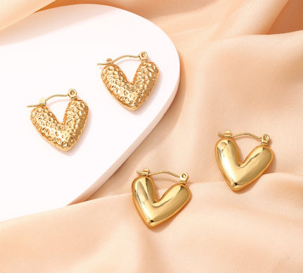 Heart Shaped Gold-plated Hoops