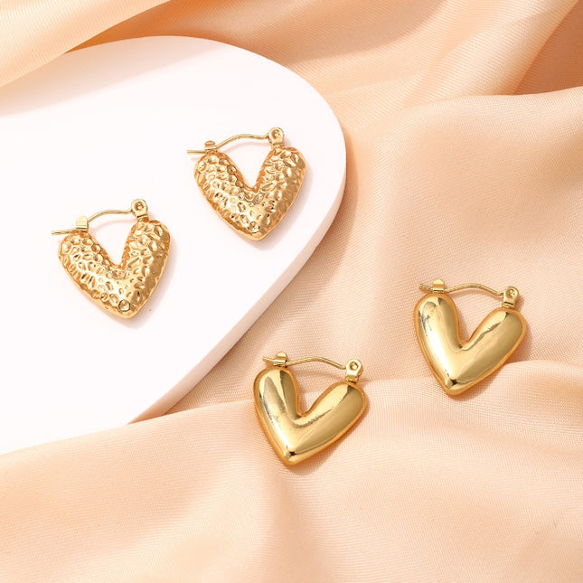 Heart Shaped Gold-plated Hoops