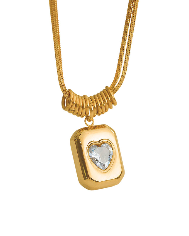 Vintage Heart Pendant Necklace – Gold Tone