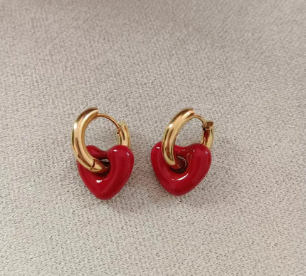 Gold Heart Hoop Earrings for Women
