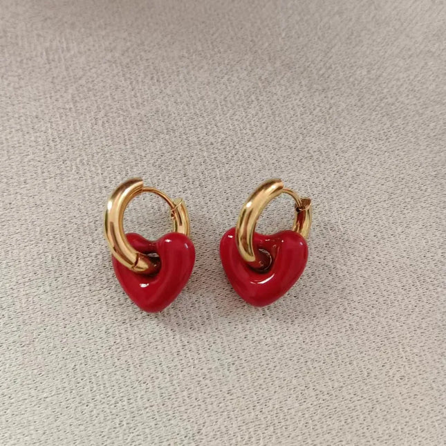 Gold Heart Hoop Earrings for Women