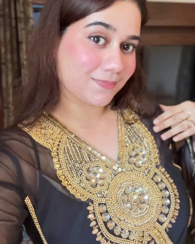 Embellished Short Kurti- Black