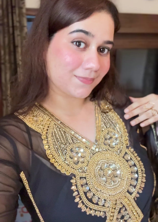 Embellished Short Kurti- Black